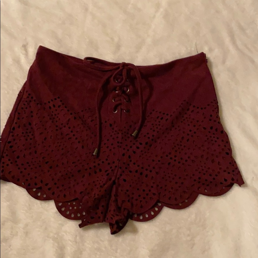 Tie Up Suede Shorts